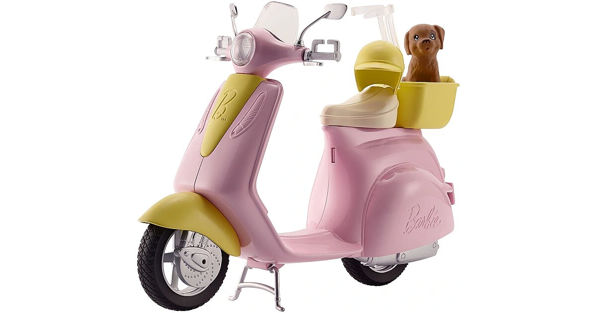 Barbie moped hauling and puppy